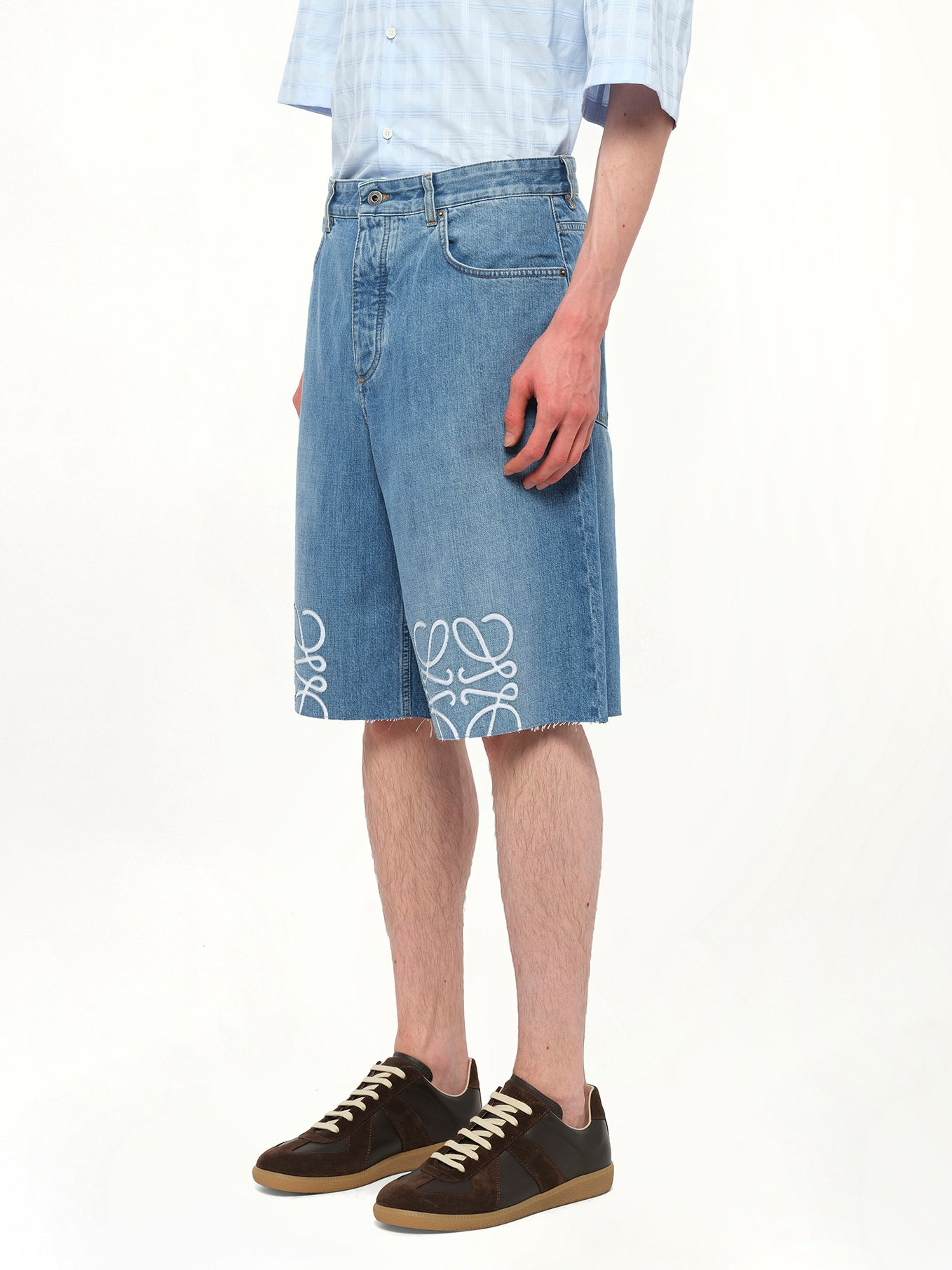 Anagram Shorts in Washed Denim - 3