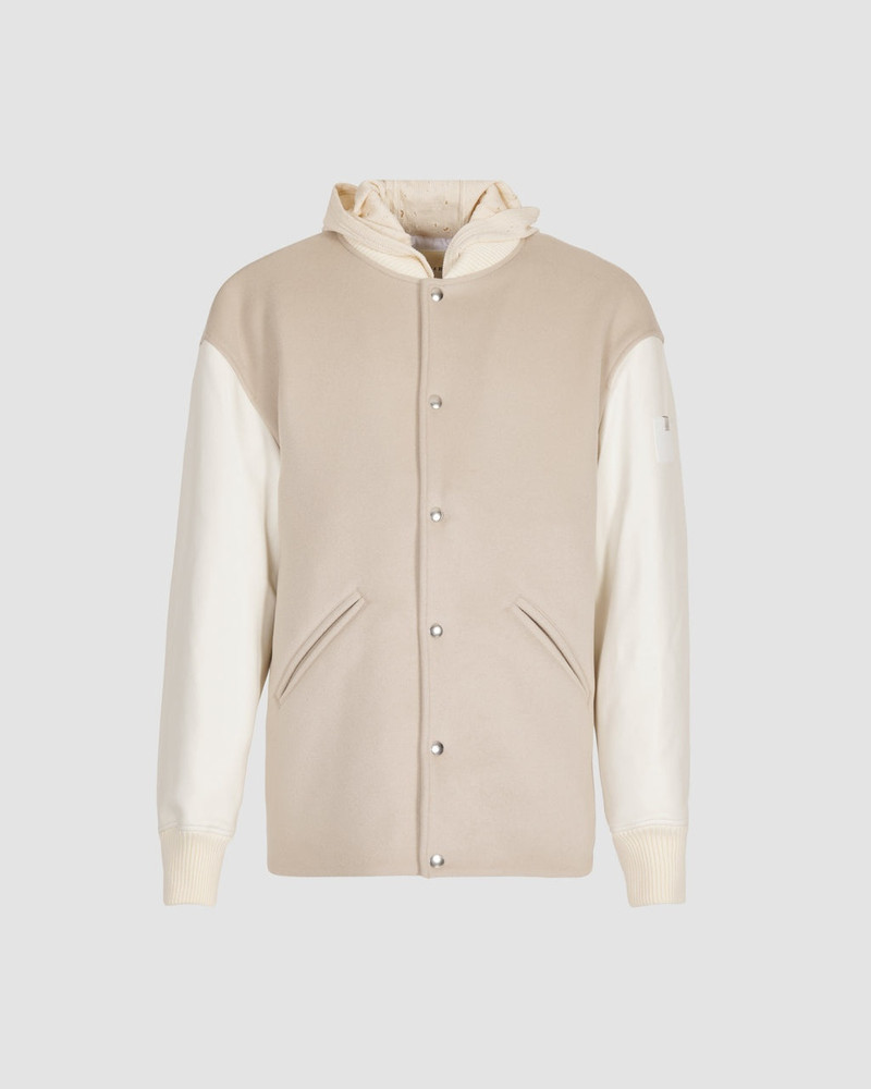 HOODED LEATHER AND WOOL VARSITY JACKET 6