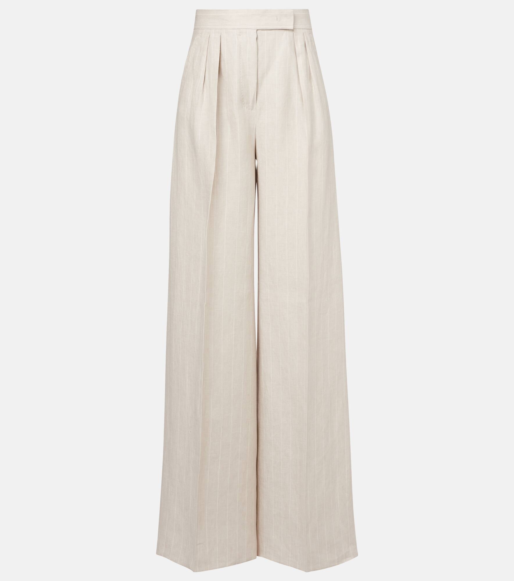 Rauche high-rise linen wide-leg pants - 1