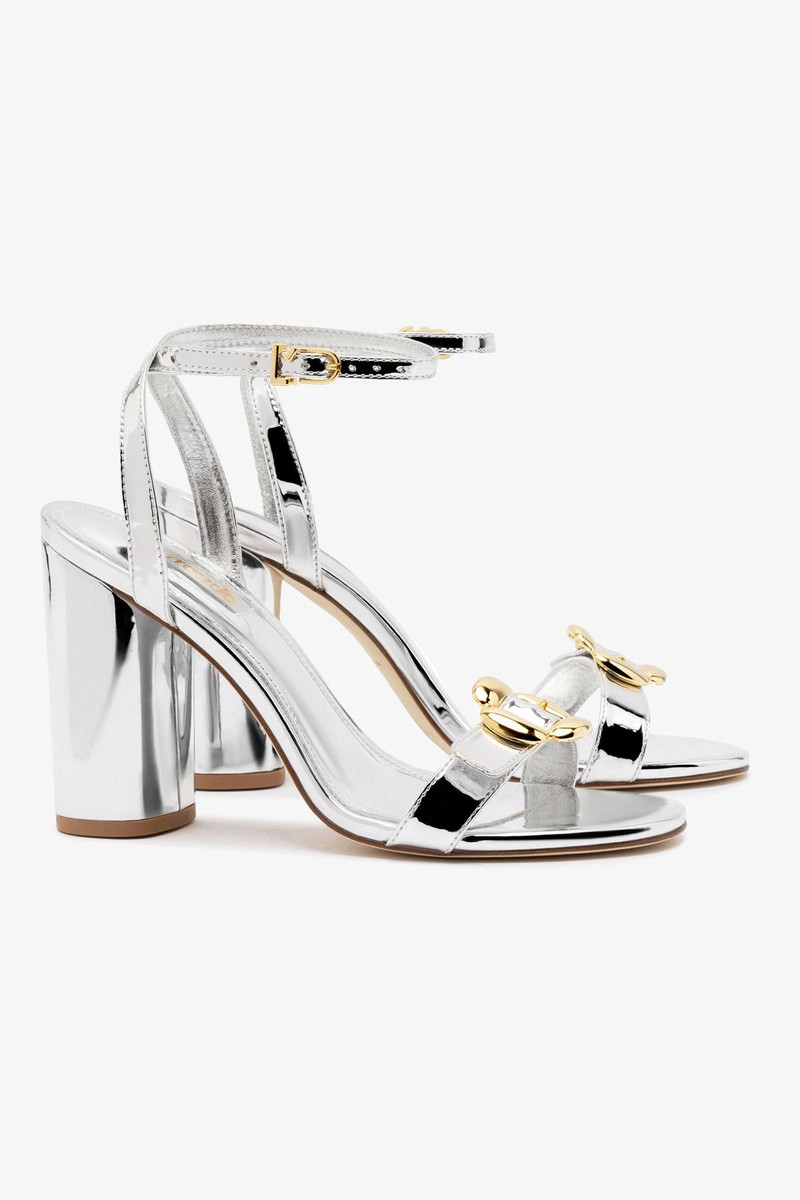 Larroudé Maizie Sandal In Silver Specchio outlook