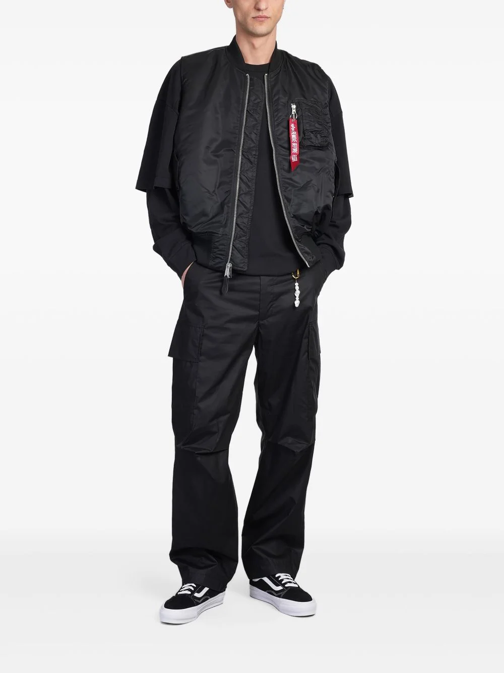 logo-strap bomber jacket - 1