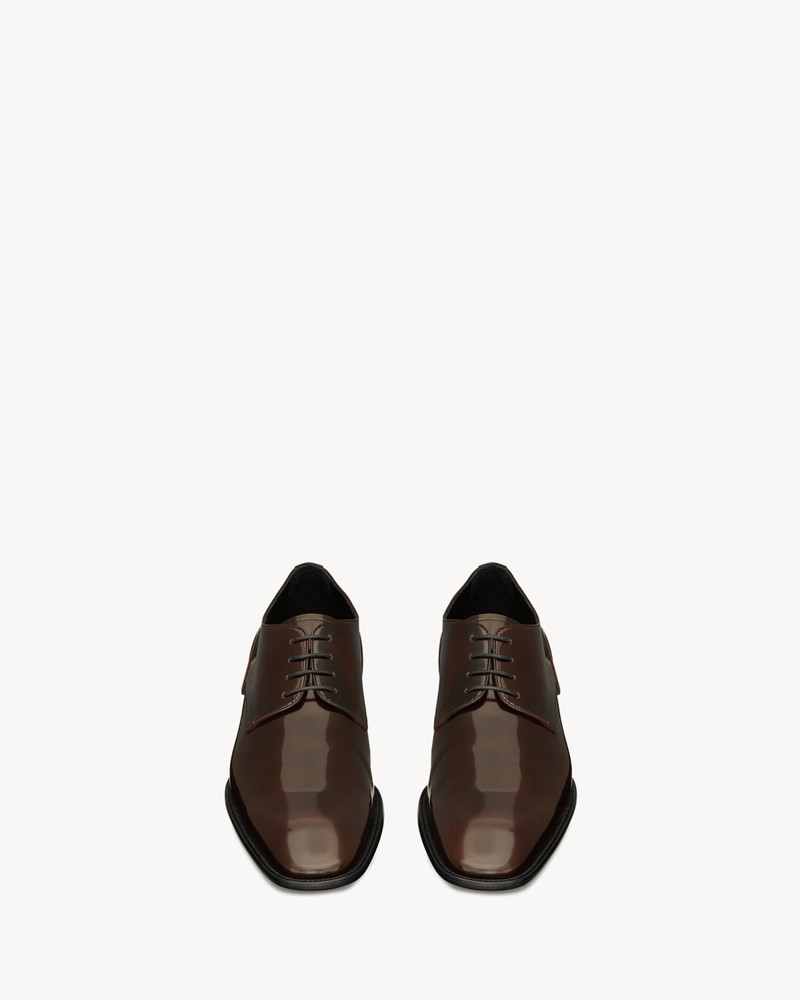 SAINT LAURENT STANTON DERBIES IN GLAZED LEATHER outlook