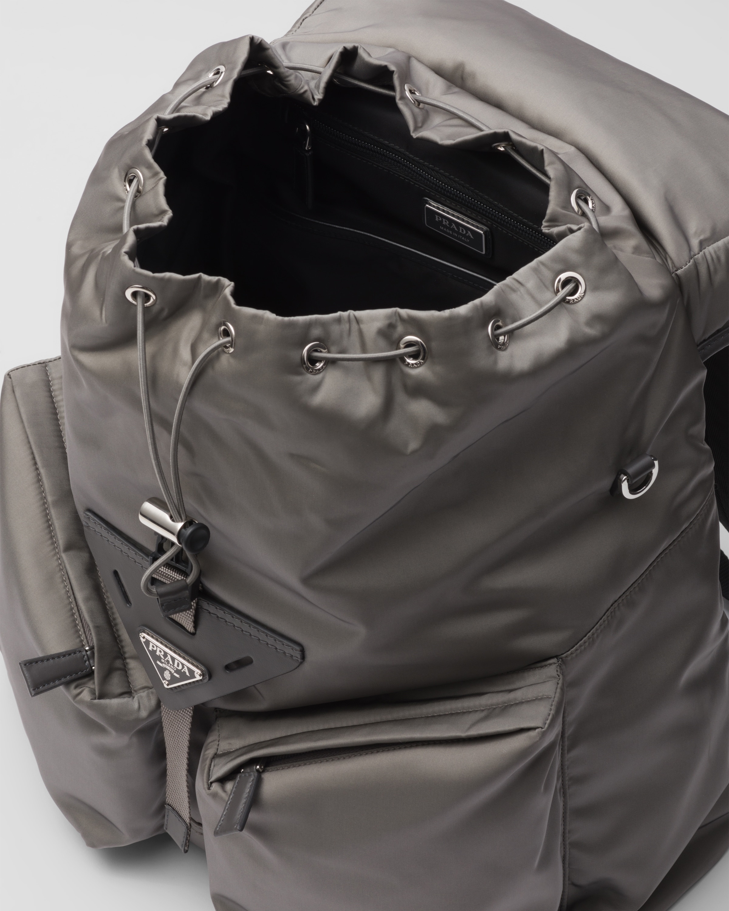 Re-Nylon and leather backpack - 5