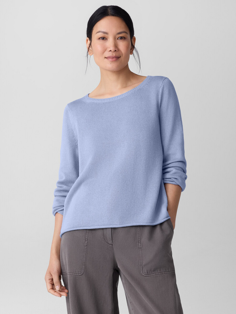 EILEEN FISHER Peruvian Cotton Blend Bateau Neck Top outlook