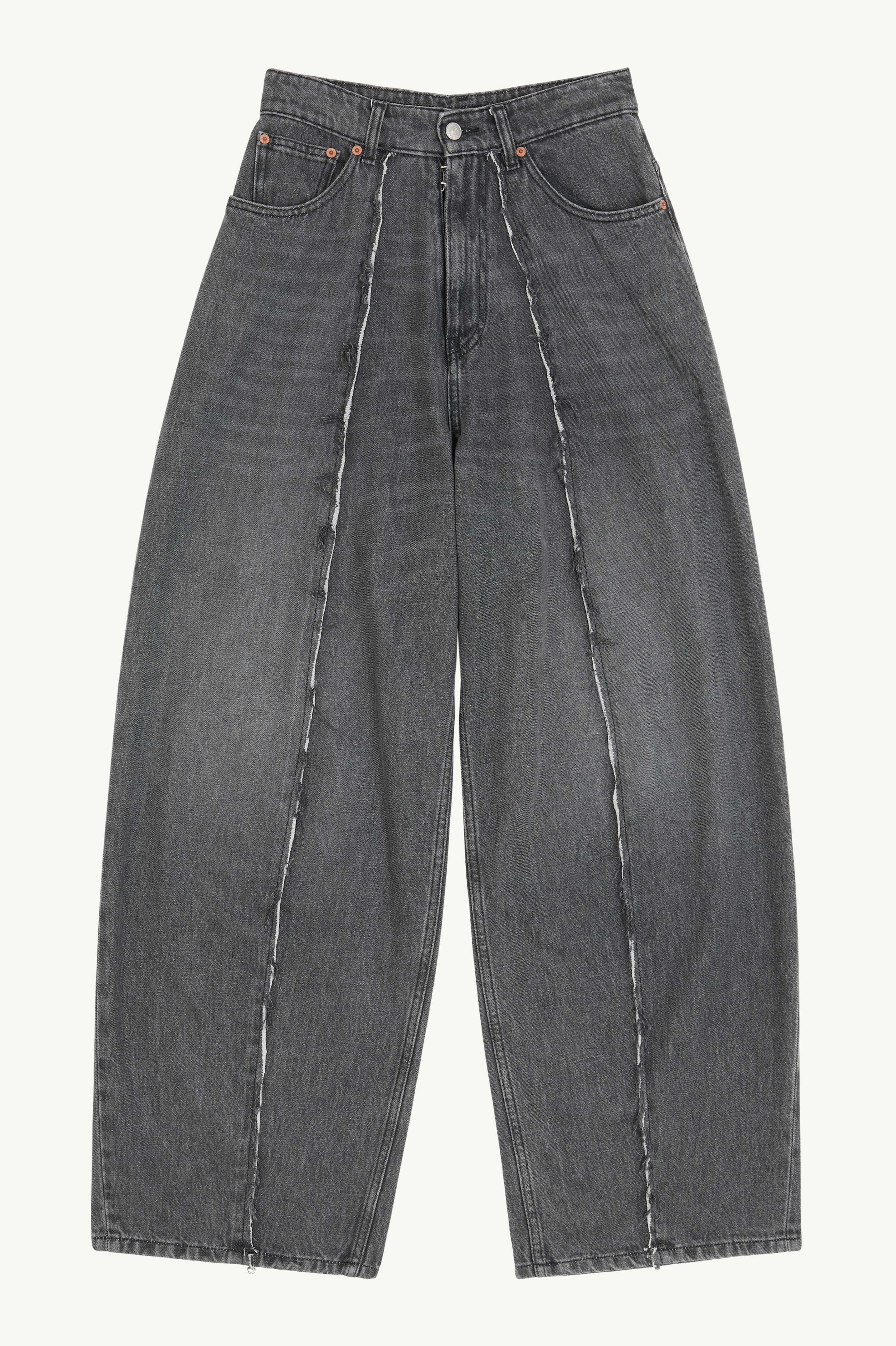 Black Denim Raw Trousers - 1