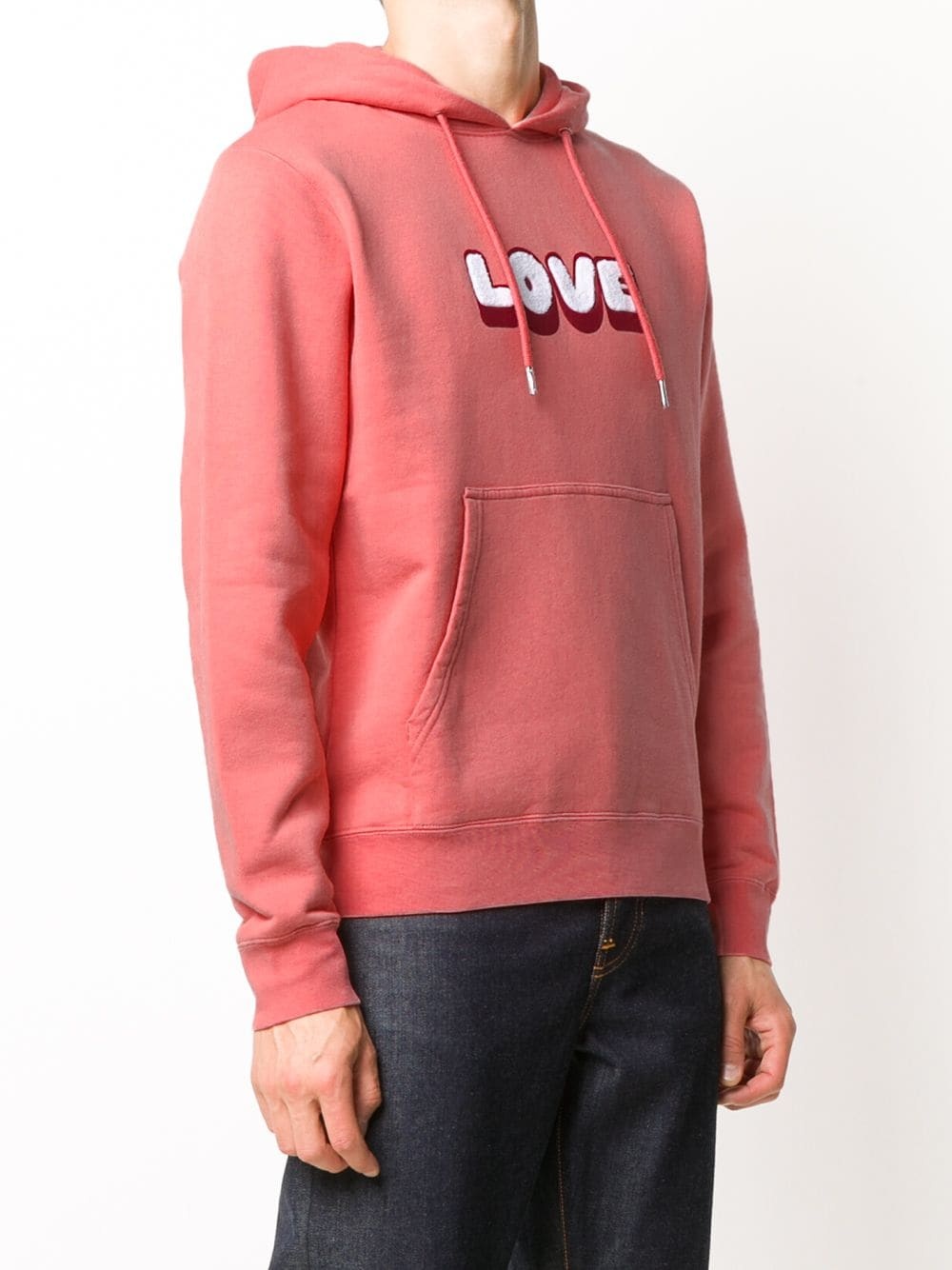 embroidered LOVE print hoodie - 3