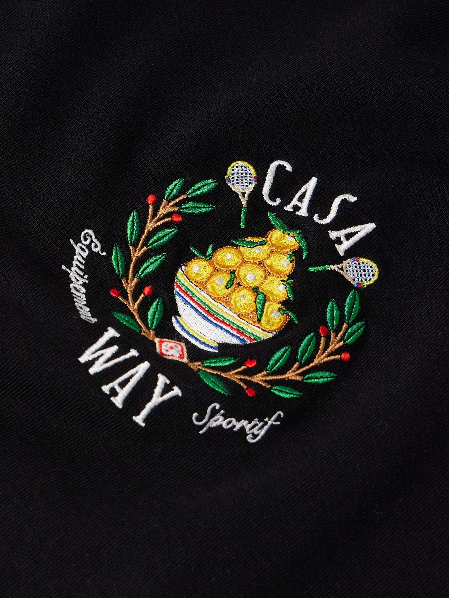 Casa Way Logo-Embroidered Organic Cotton-Jersey Hoodie - 2