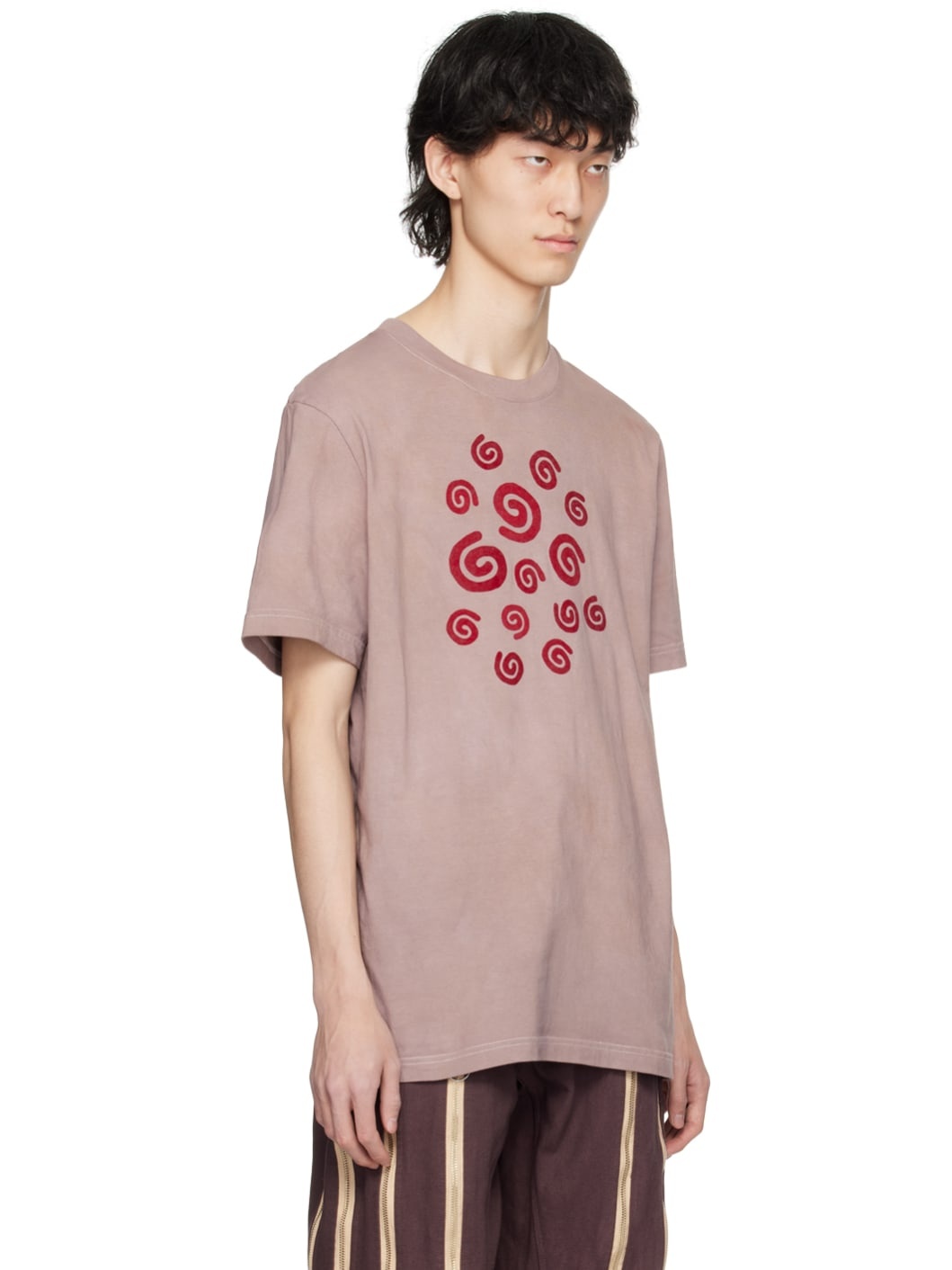 Brown Flocked Spiral T-Shirt - 2