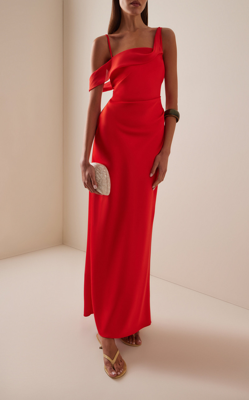 SIGNIFICANT OTHER Exclusive Devlyn Asymmetric Satin Maxi Dress orange outlook