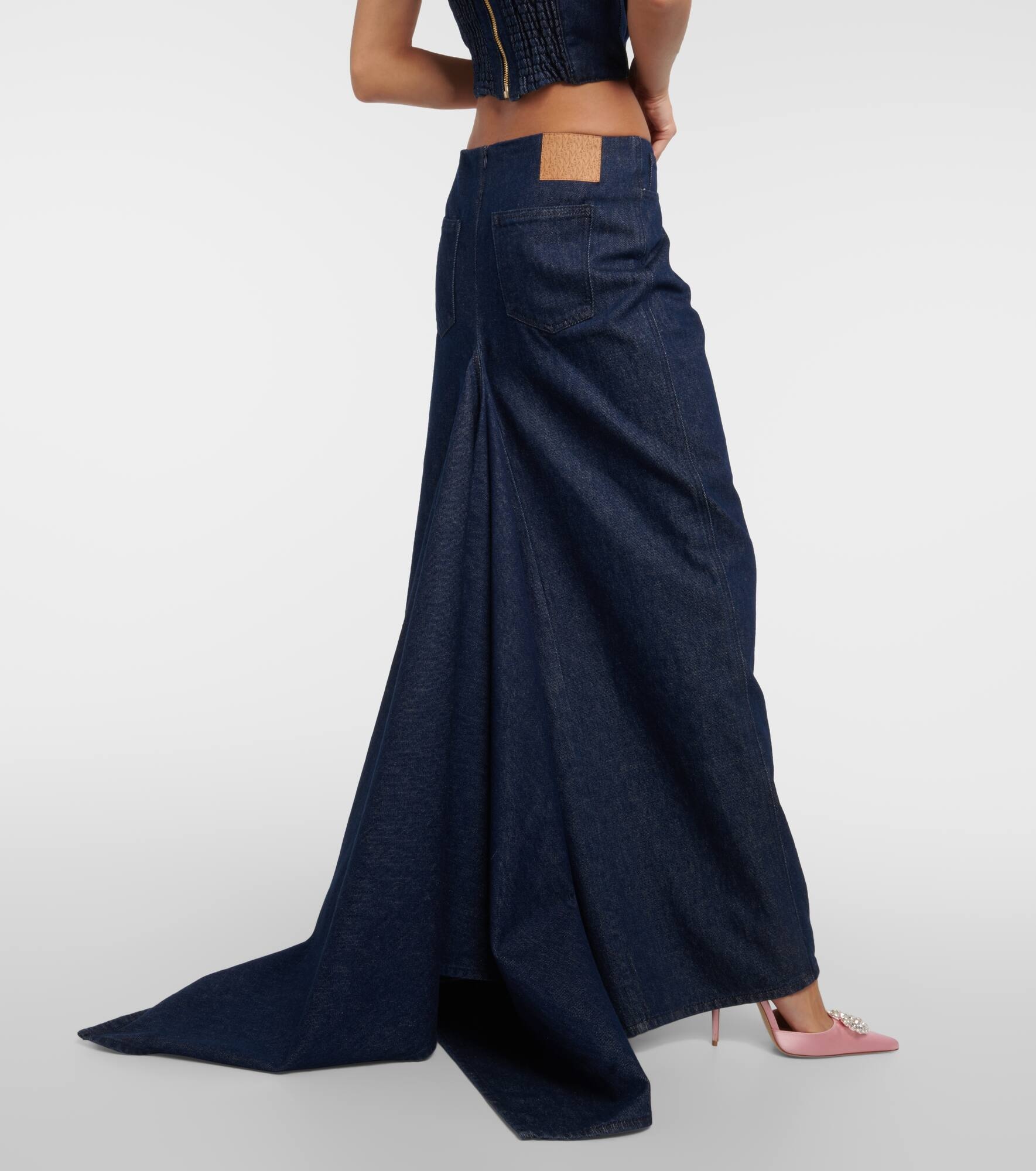 Low-rise denim maxi skirt - 6