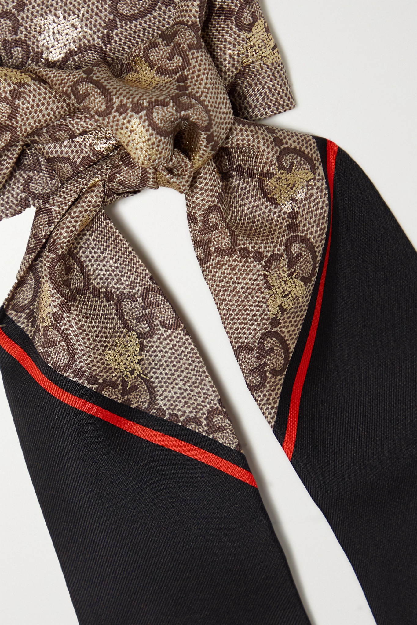 GUCCI Metallic printed silk twill scarf REVERSIBLE