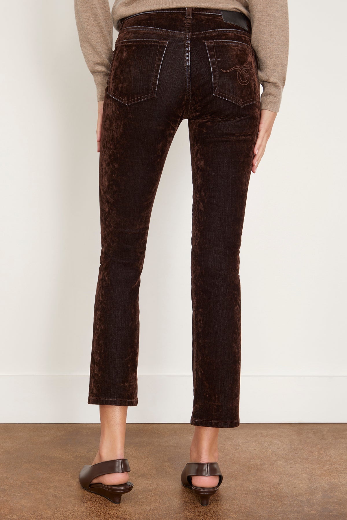 Kick Fit Jean in Flocked Brown - 4