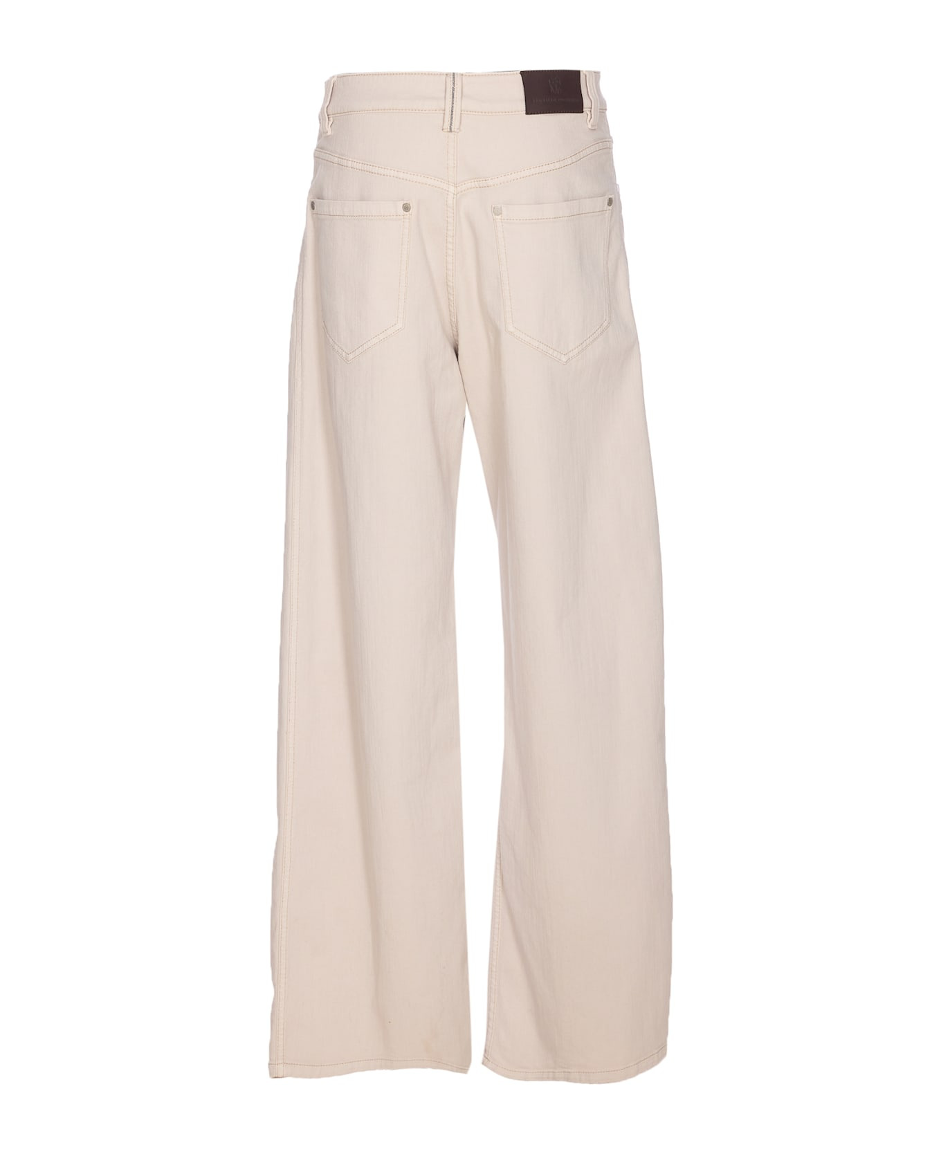Loose Barrel Denim Pants With Monile - 2