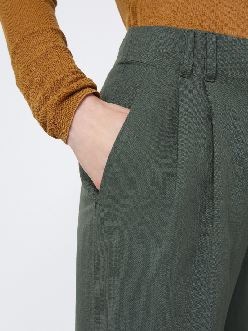ACERBO Viscose and linen carrot-fit trousers - KAKI 5