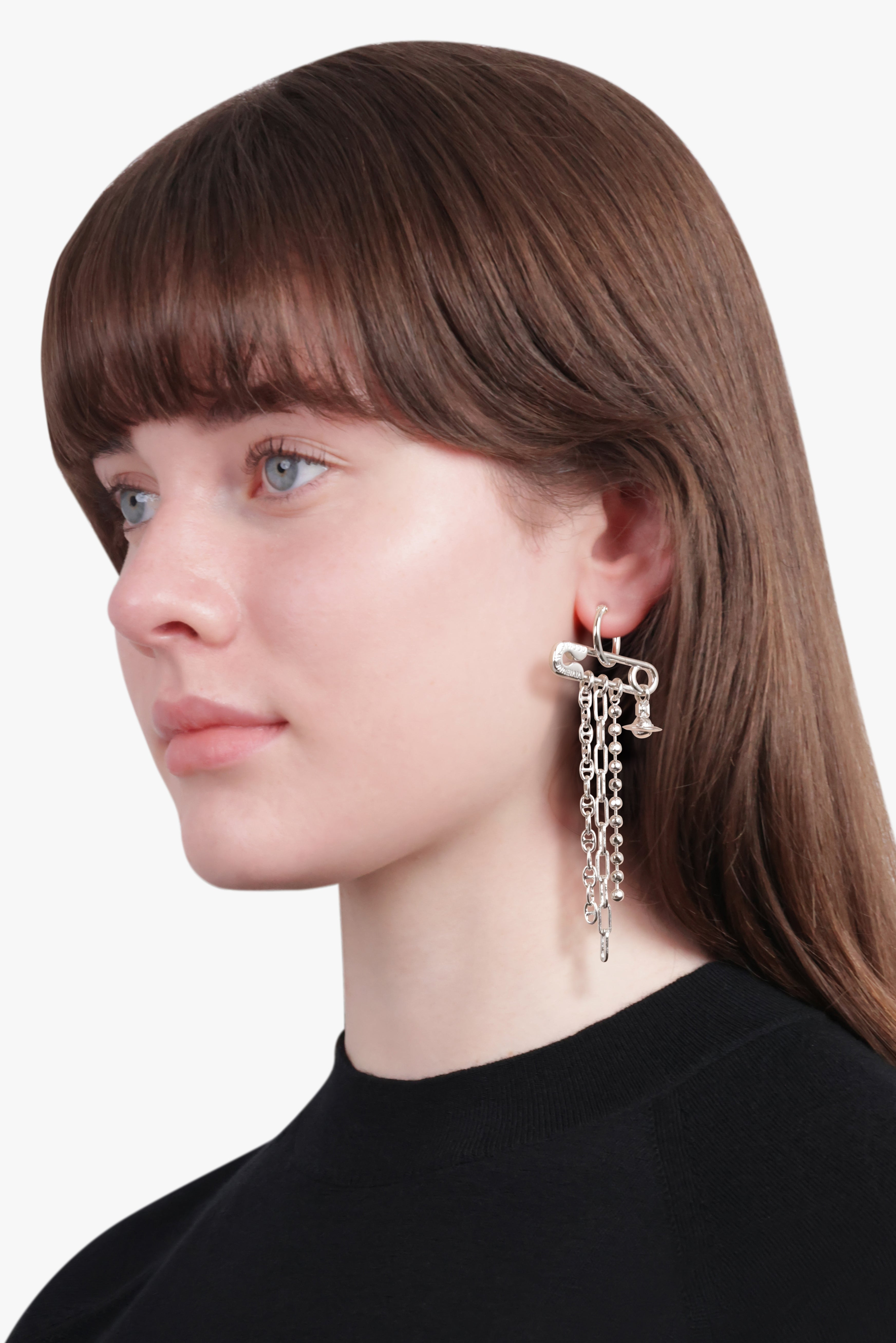 GINETTA SAFETY PIN DROP EARRINGS | SILVER - 3