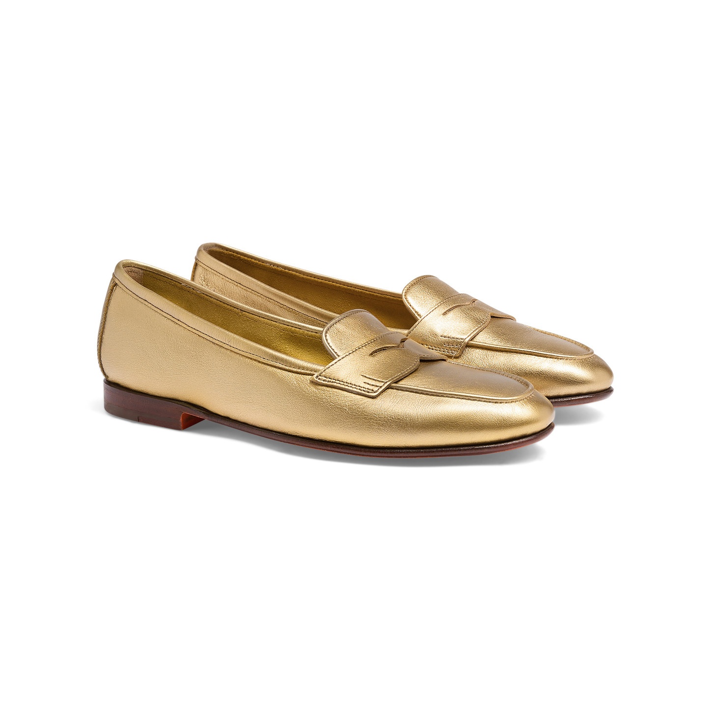 Women's gold laminated leather Carla loafer - 3