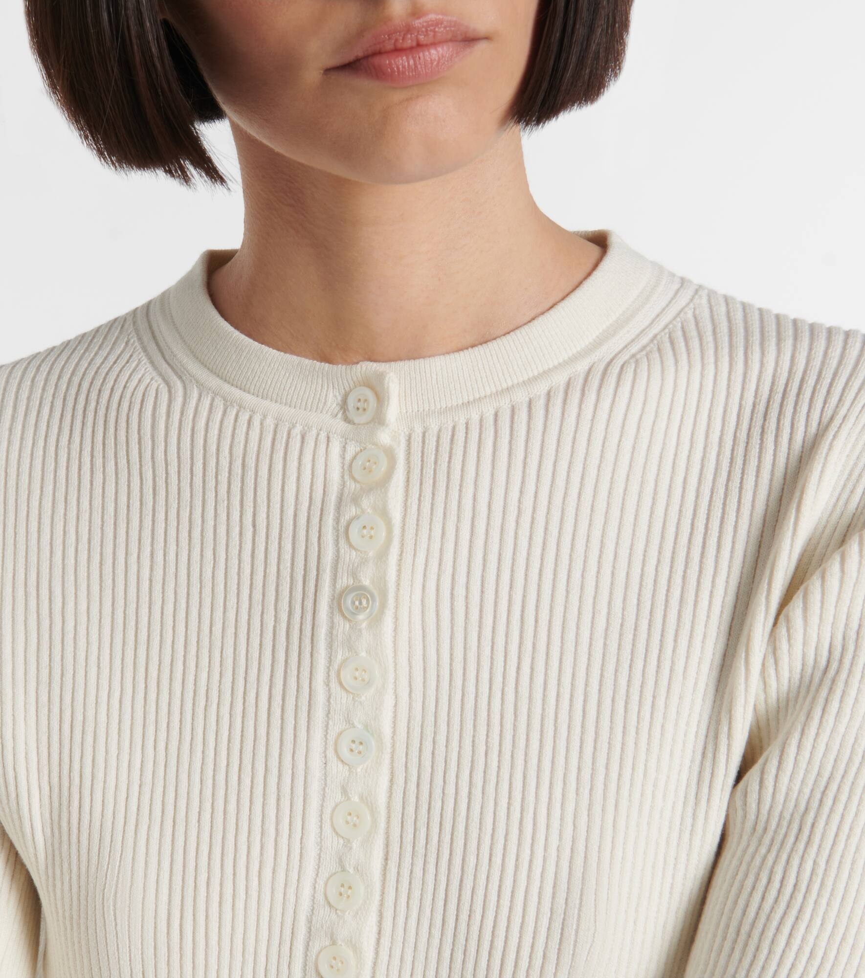 Ribbed-knit cotton crêpe cardigan - 4