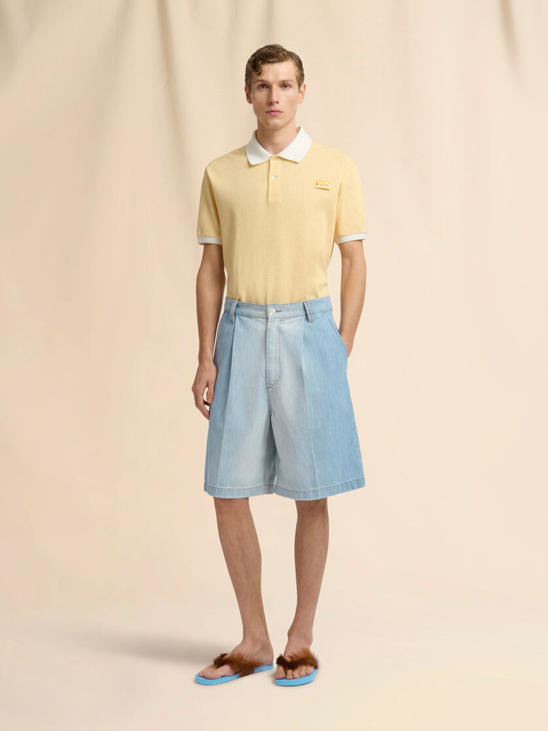 Marni LIGHT BLUE CHAMBRAY SHORTS WITH FOULARD outlook
