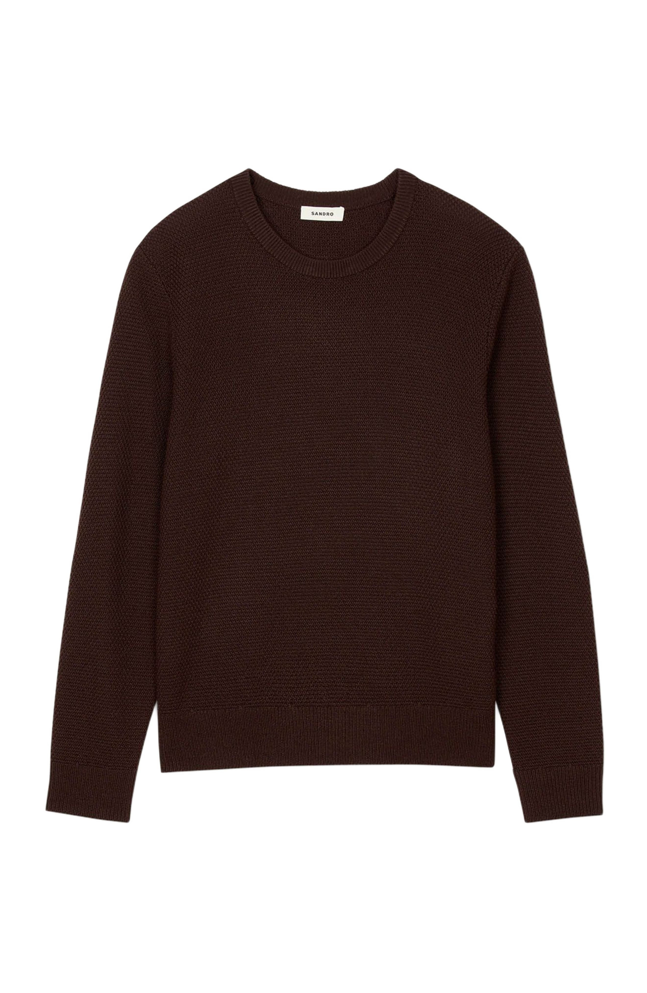 SANDRO Textured knit sweater in Chocolate at Nordstrom - 5