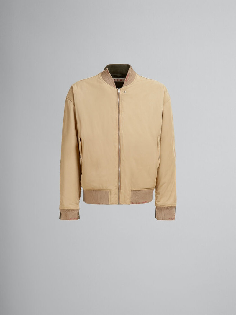 BEIGE TWILL BOMBER JACKET WITH CONTRAST BACK 1