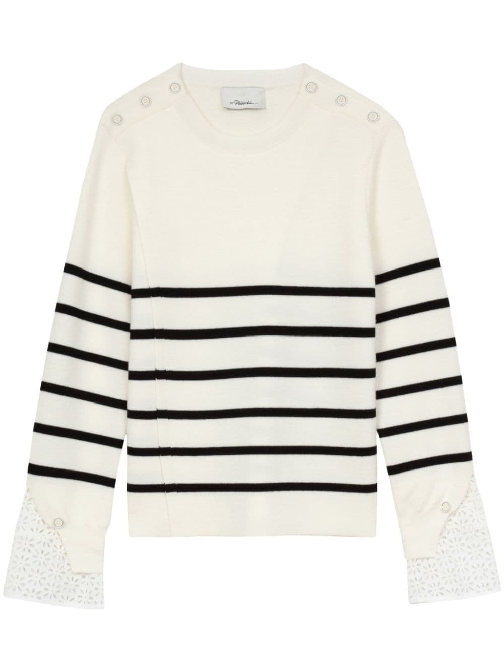 stripe-pattern wool jumper - 1