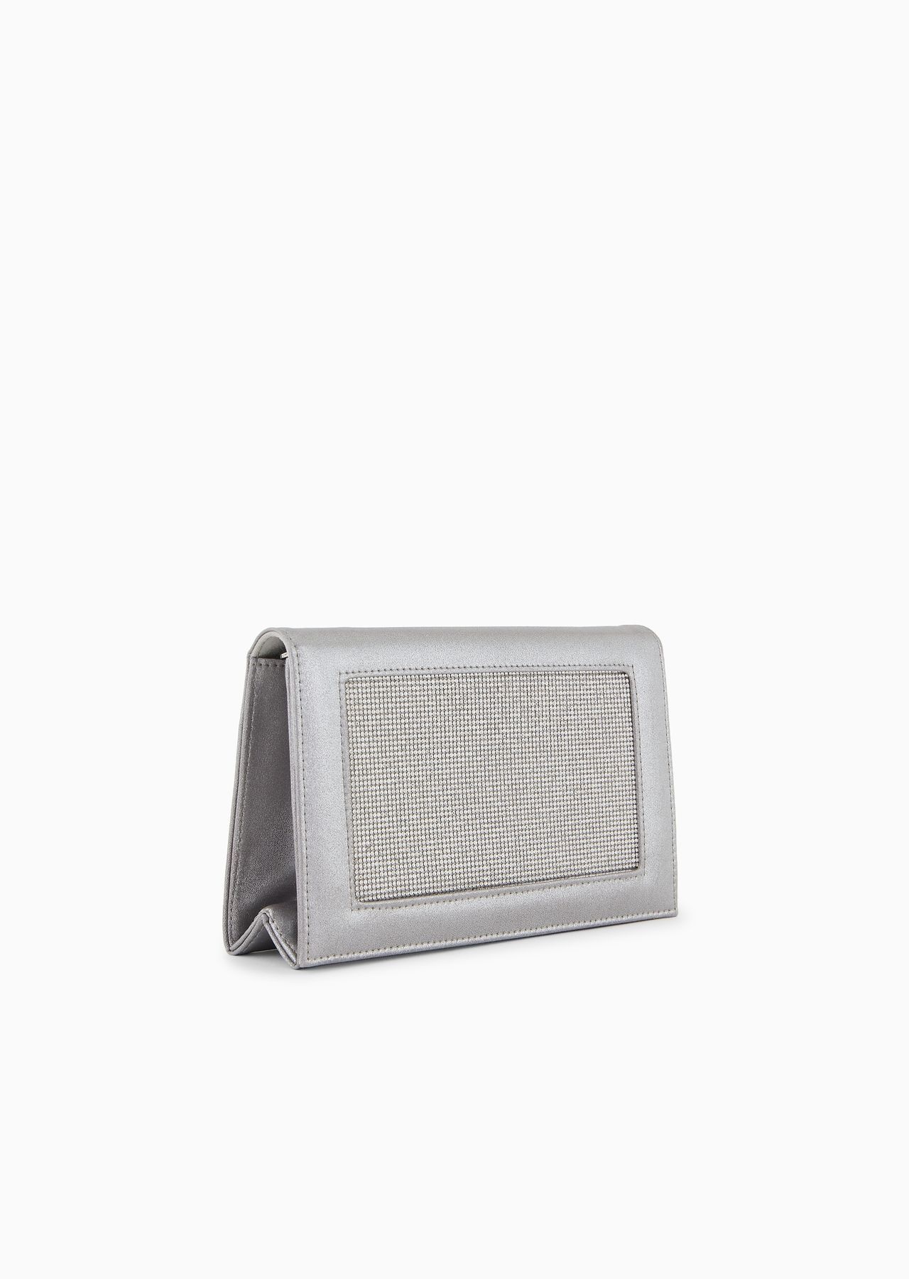 Rhinestoned silk clutch bag with rhinestoned shoulder strap - 2