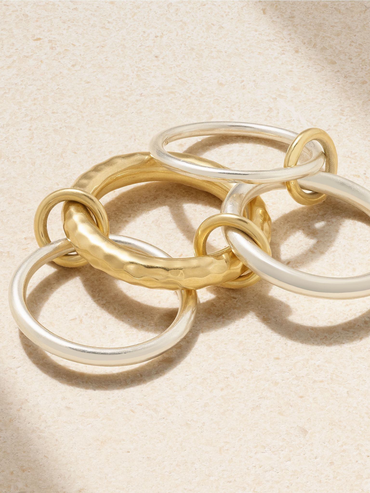 Janssen linked sterling silver and 18-karat gold rings Gold - 4