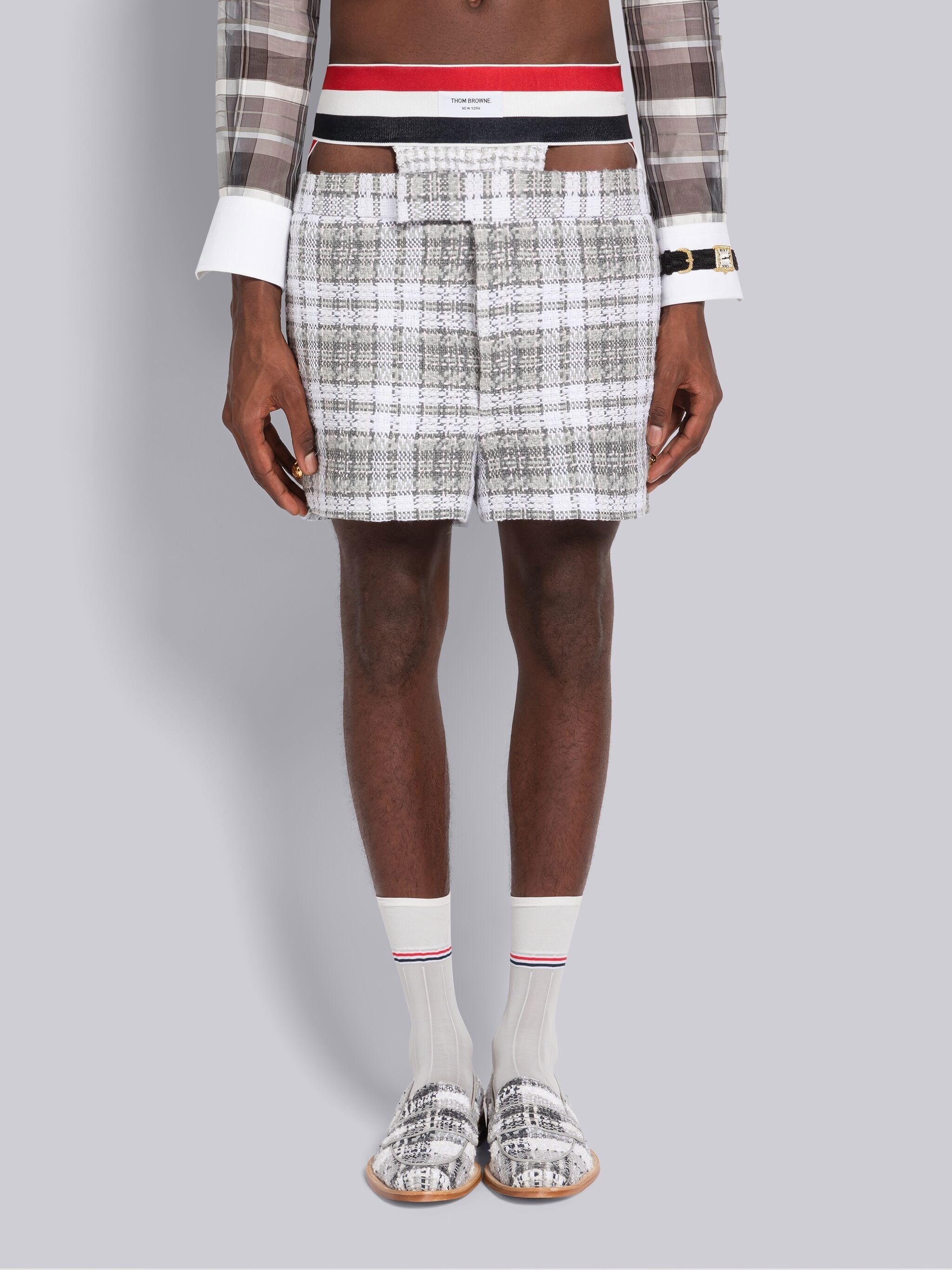 low-rise tweed shorts - 1
