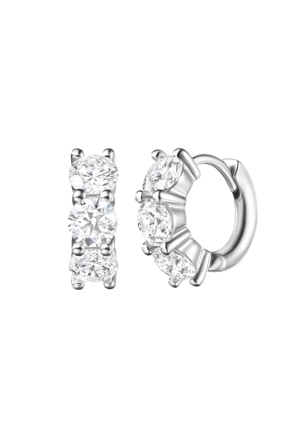 Sadie Huggie Hoop Earrings - White Gold - 4mm - 1