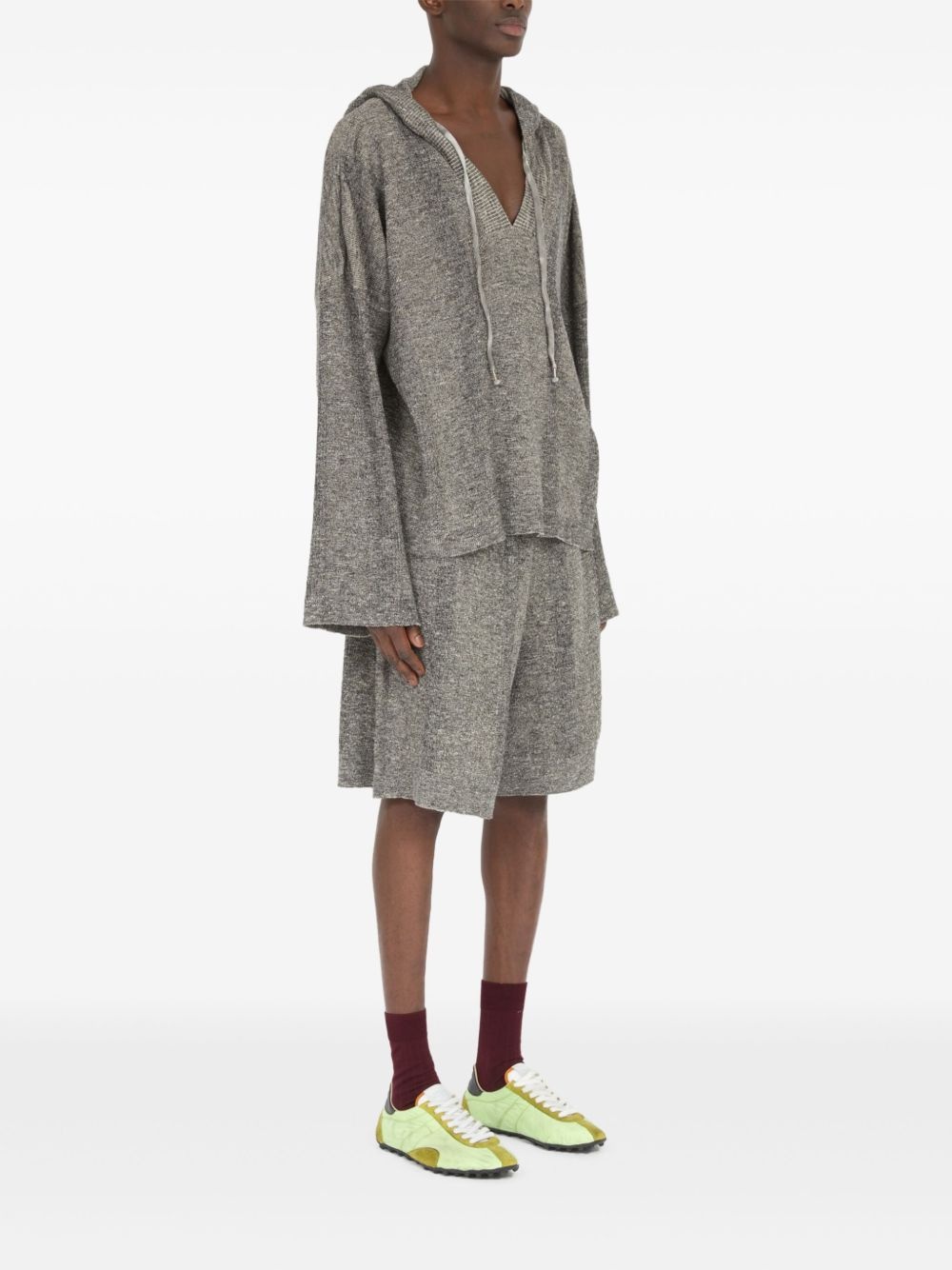 V-neck knitted hoodie - 4