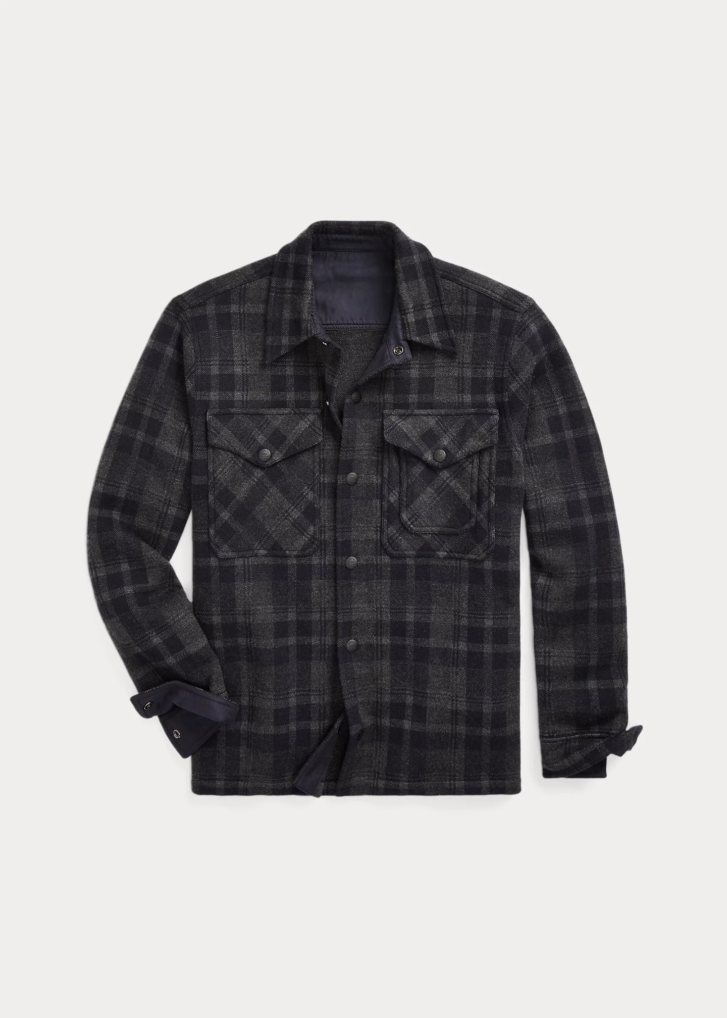 Plaid Wool Workshirt Sweater - 1