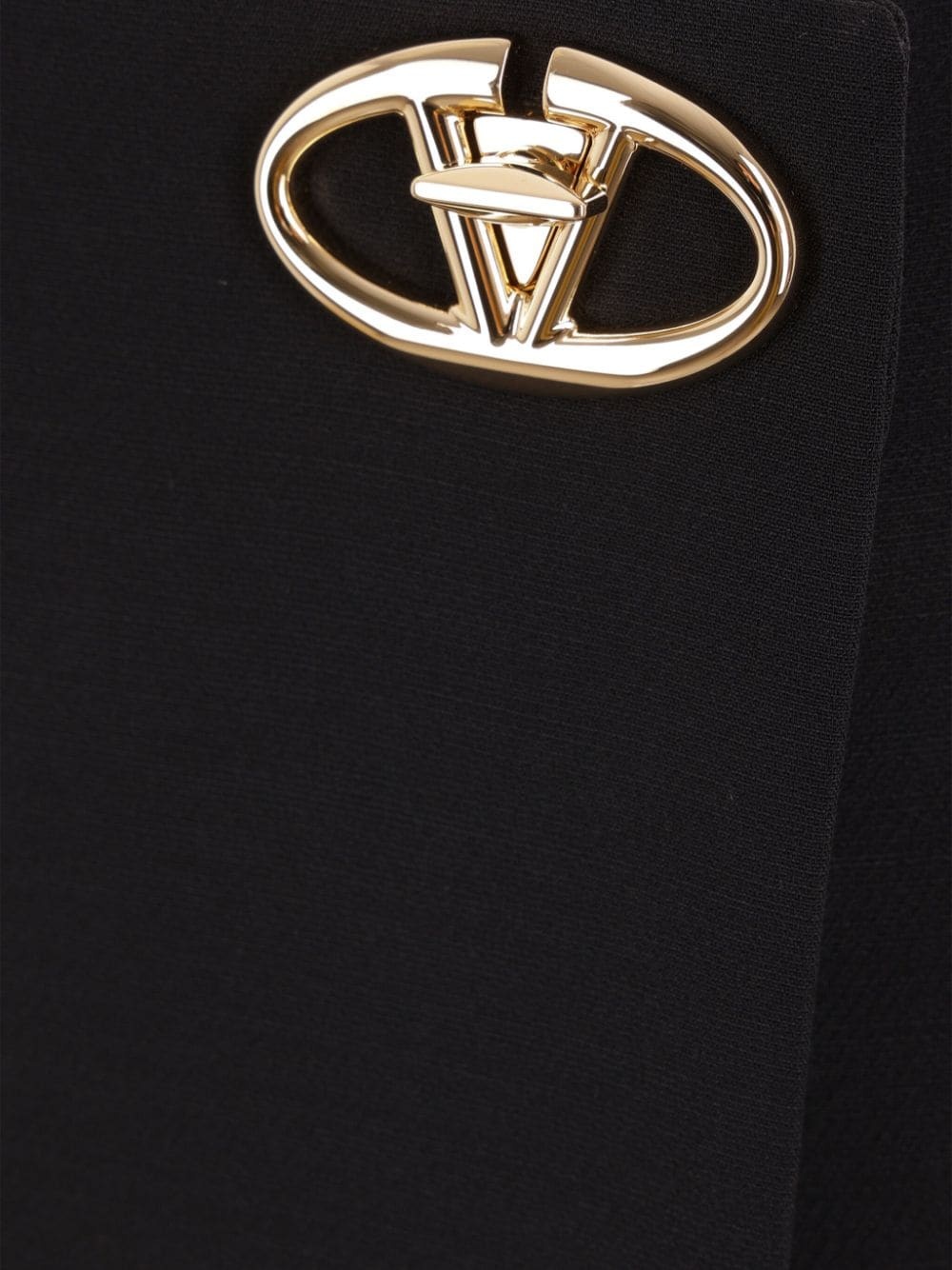 logo-plaque wool pencil skirt - 3