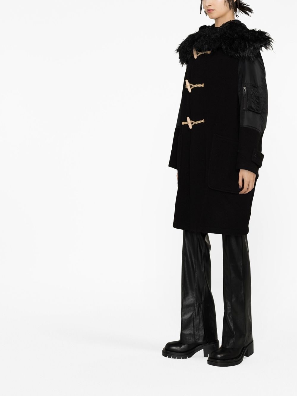 single-breasted hooded coat - 4