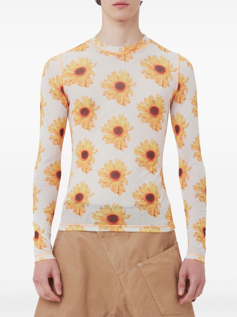 floral-print sheer top - 4