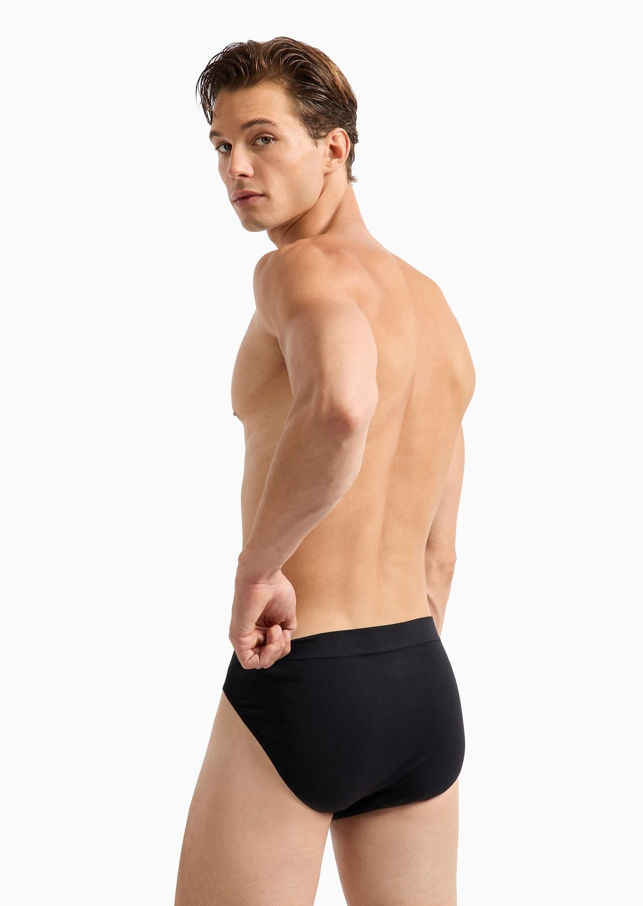 Seamless fabric briefs with logo waistband - 3