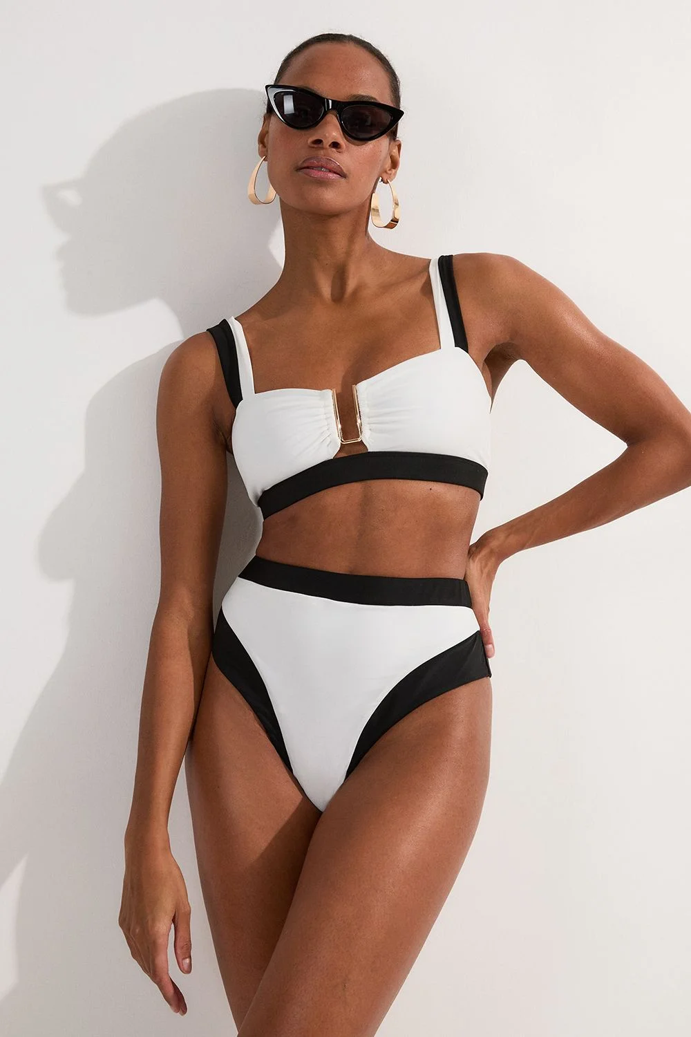 Contrast Trim High Cut Bikini Bottom - 1