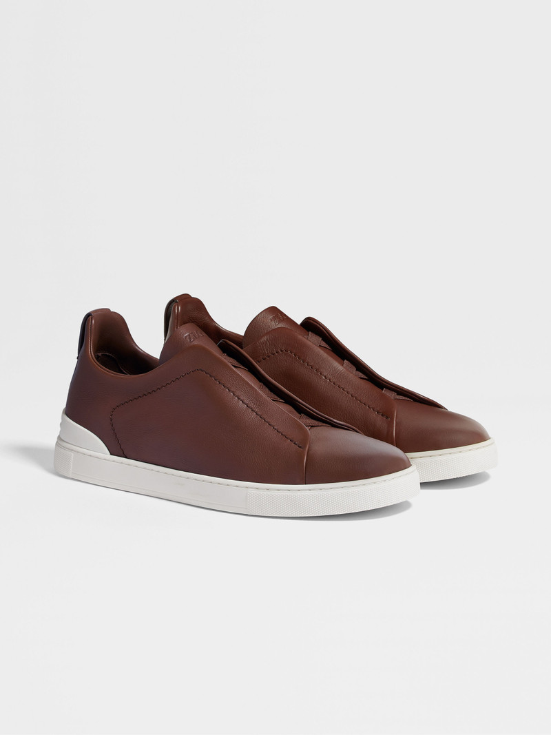 BROWN TRIPLE STITCH™ SECONDSKIN SNEAKERS 1
