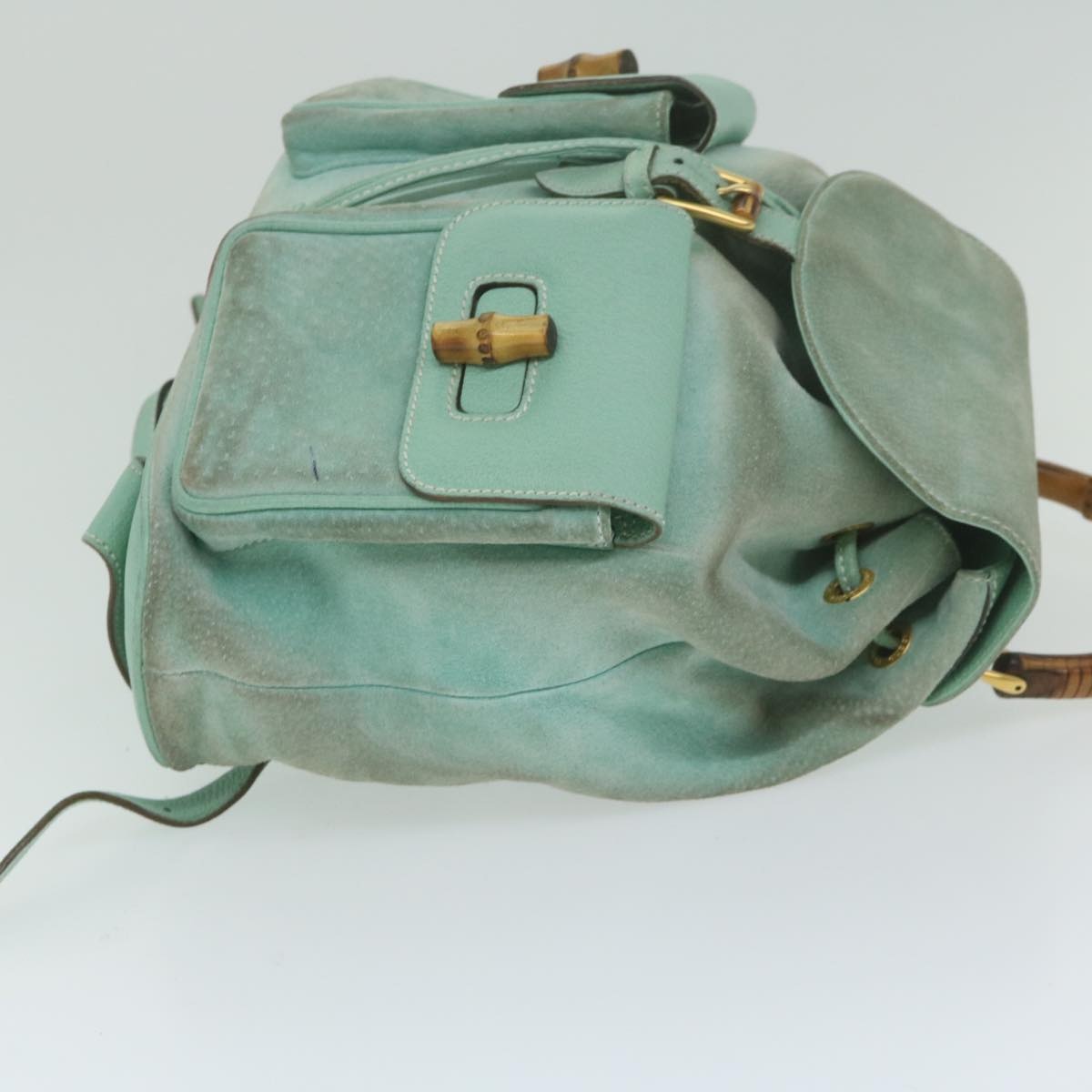 GUCCI Bamboo Backpack Suede Light Blue - 3