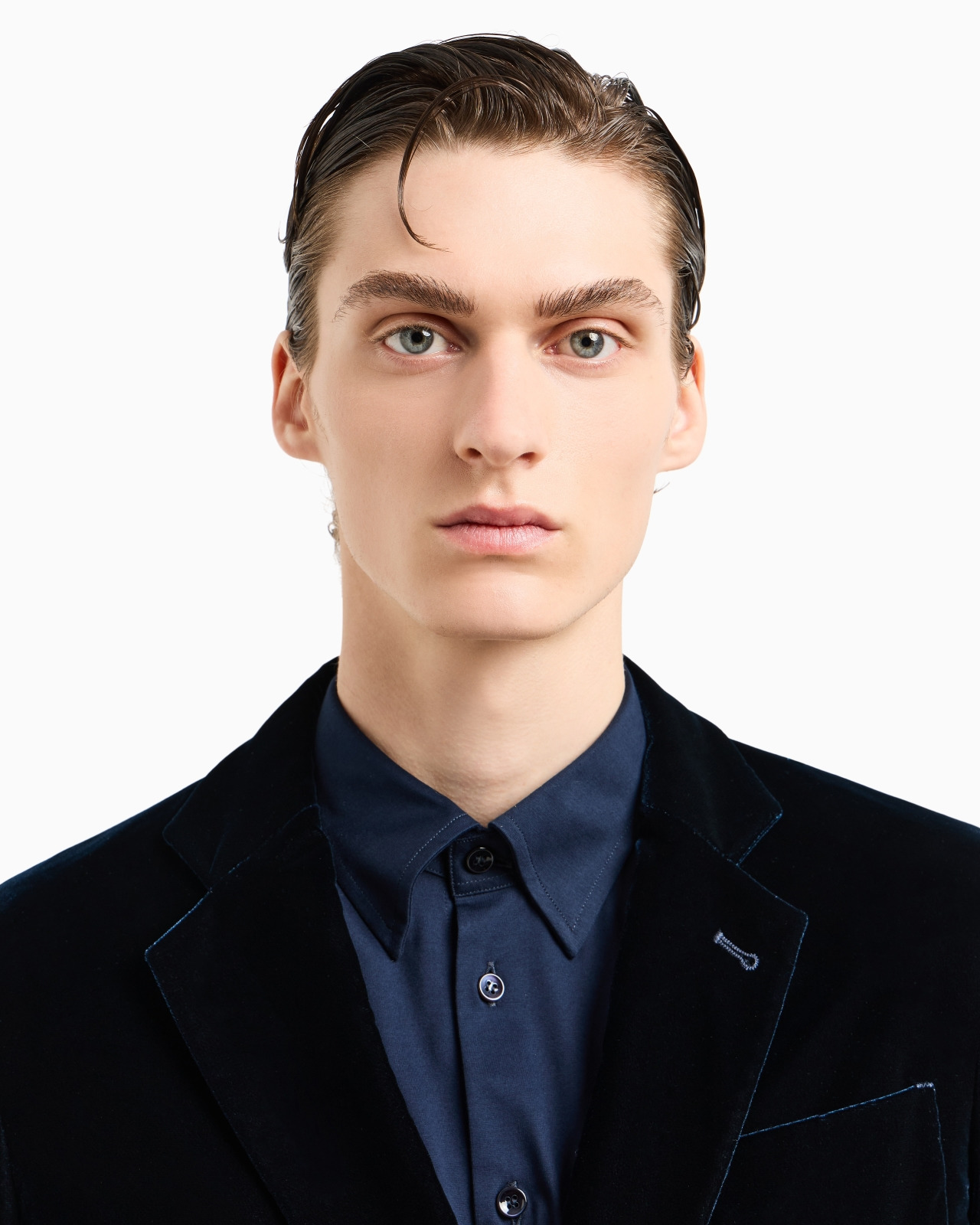 Double-breasted Upton jacket in stretch plain velvet - 5