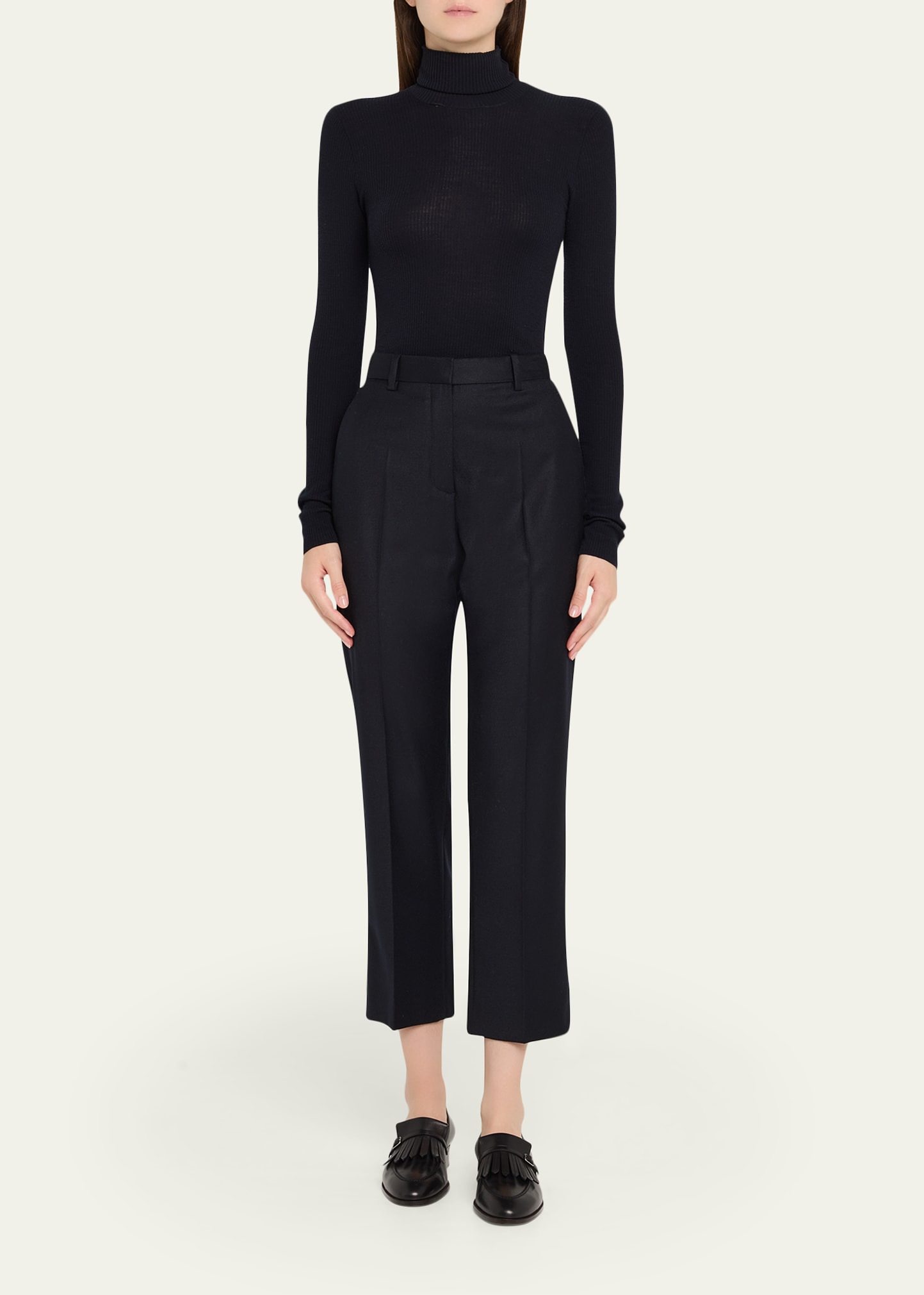 Dermot Wool-Cashmere Flannel Straight-Leg Ankle Pants - 2