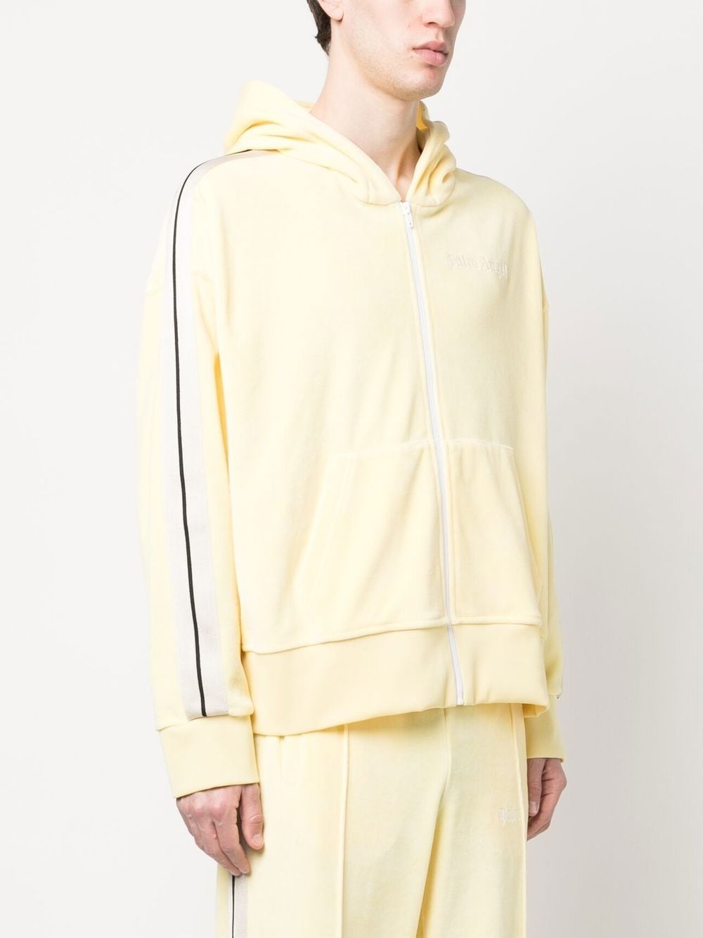 stripe-detail zip-up hoodie - 3