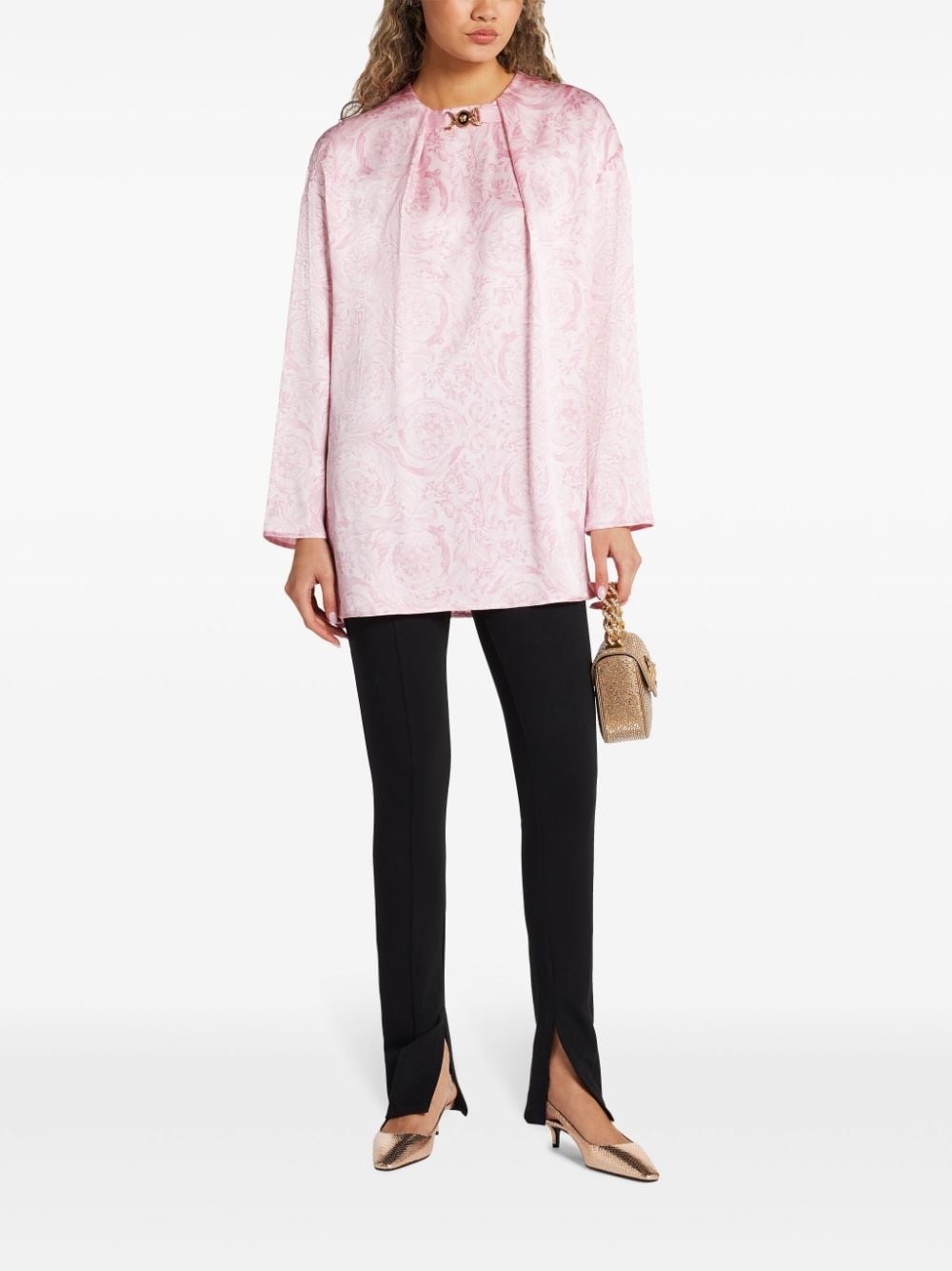 Barocco-print silk blouse - 2