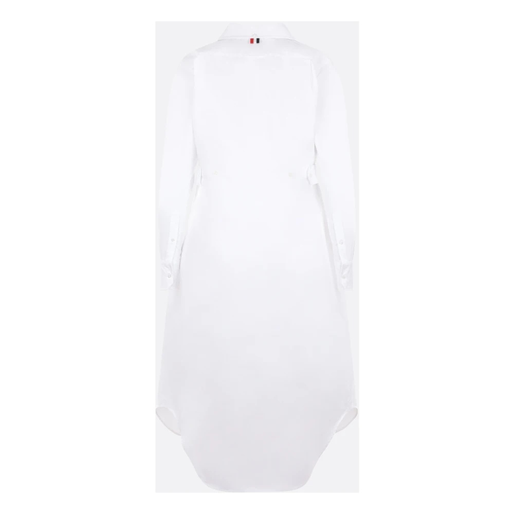 Thom Browne WHITE OXFORD COTTON DRESS WITH SILK TWILL