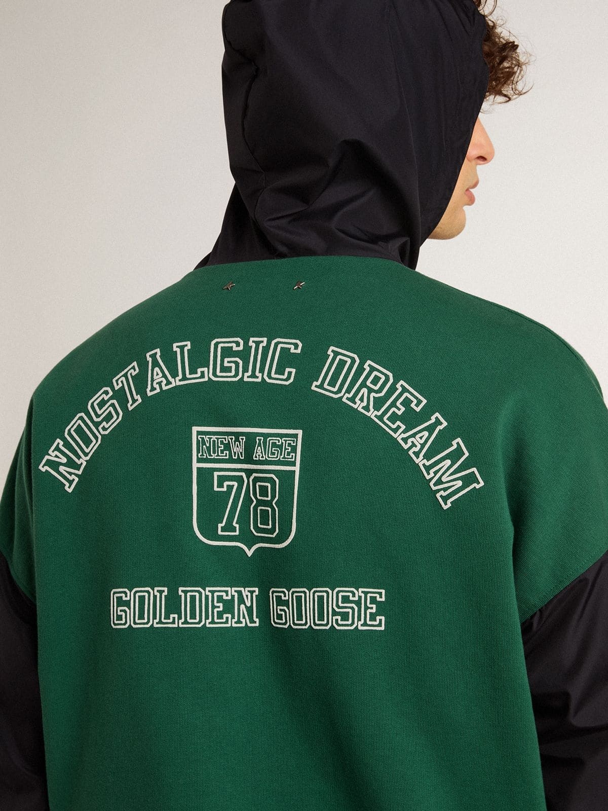 Men's green and blue reversible hooded sweatshirt - 8