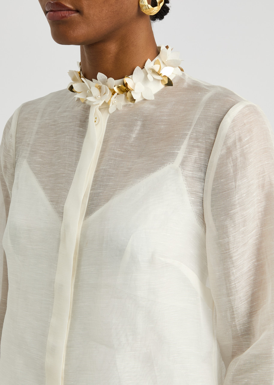 Zimmermann Illuminate Embellished Linen-blend Blouse - 5