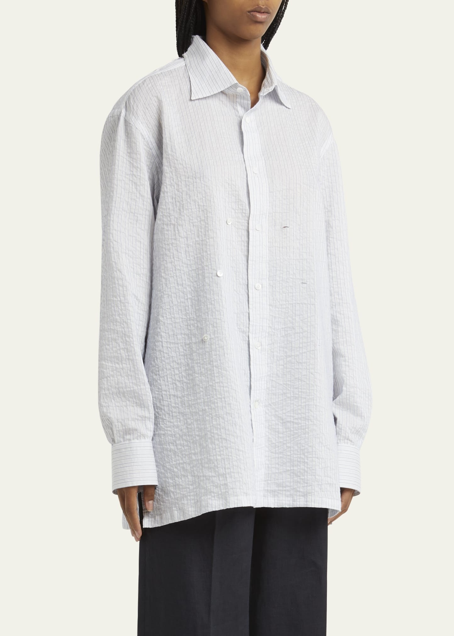 Stripe Button Down Blouse - 4