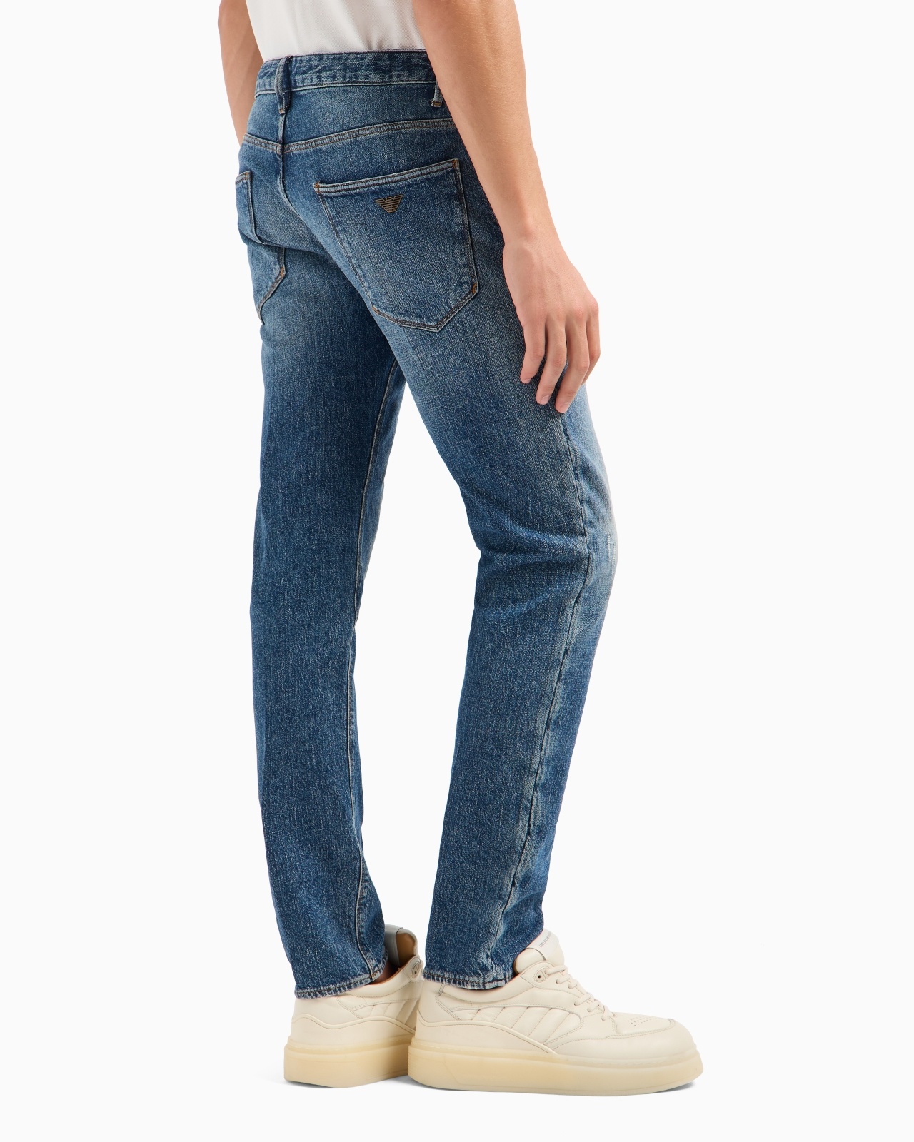 J06 SLIM-FIT, WASHED STRETCH-DENIM JEANS WITH RIPS AND VEINING - 3