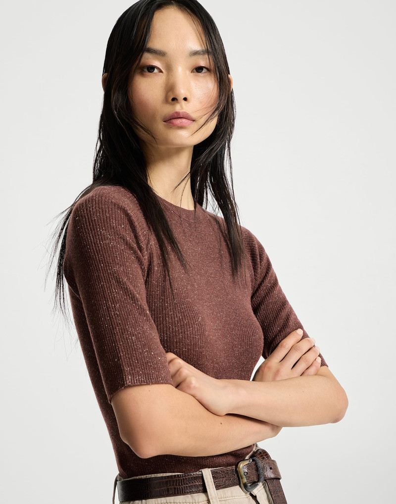 Sparkling cashmere lightweight rib sweater 5