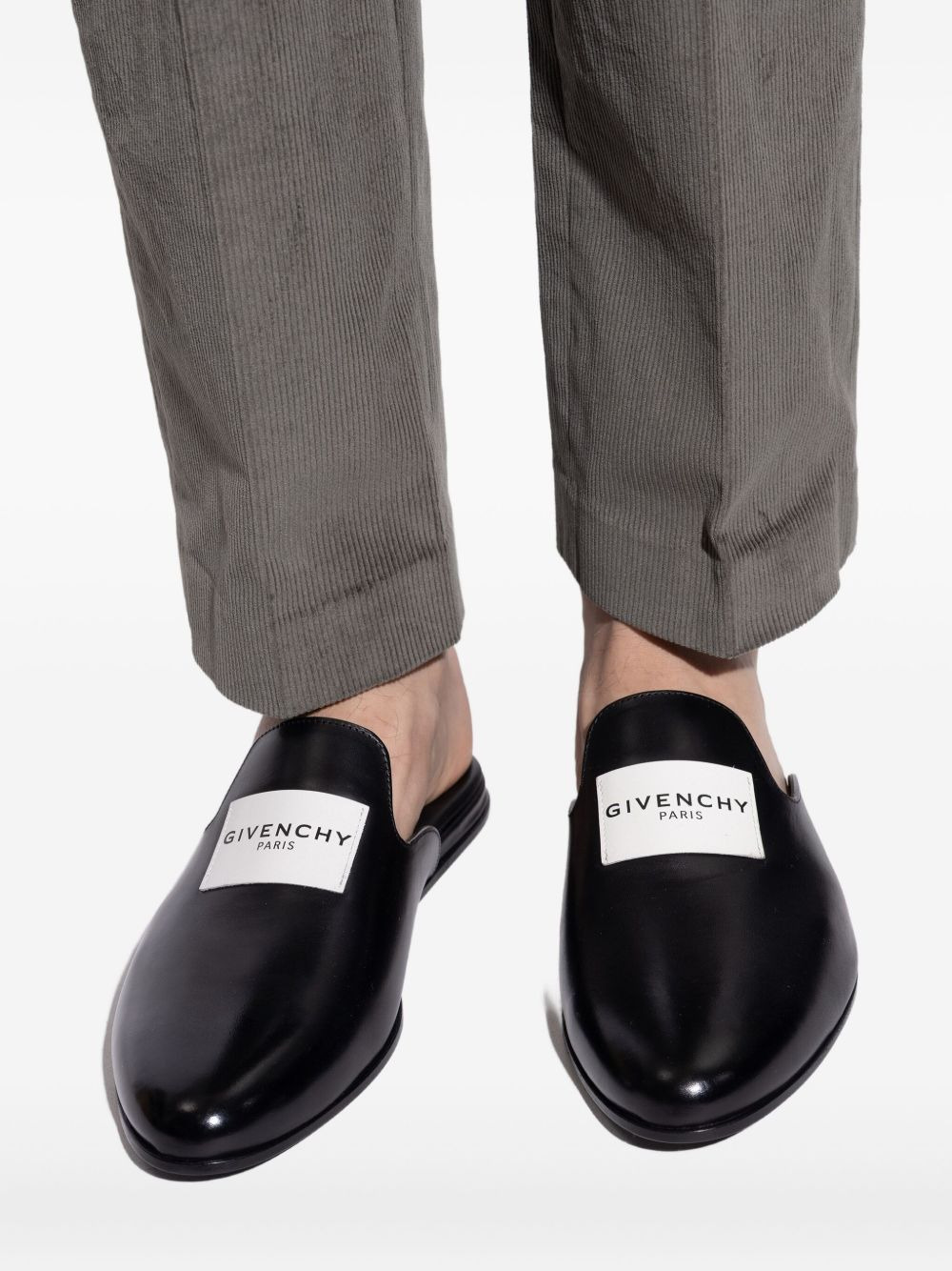 logo-patch leather mules - 5