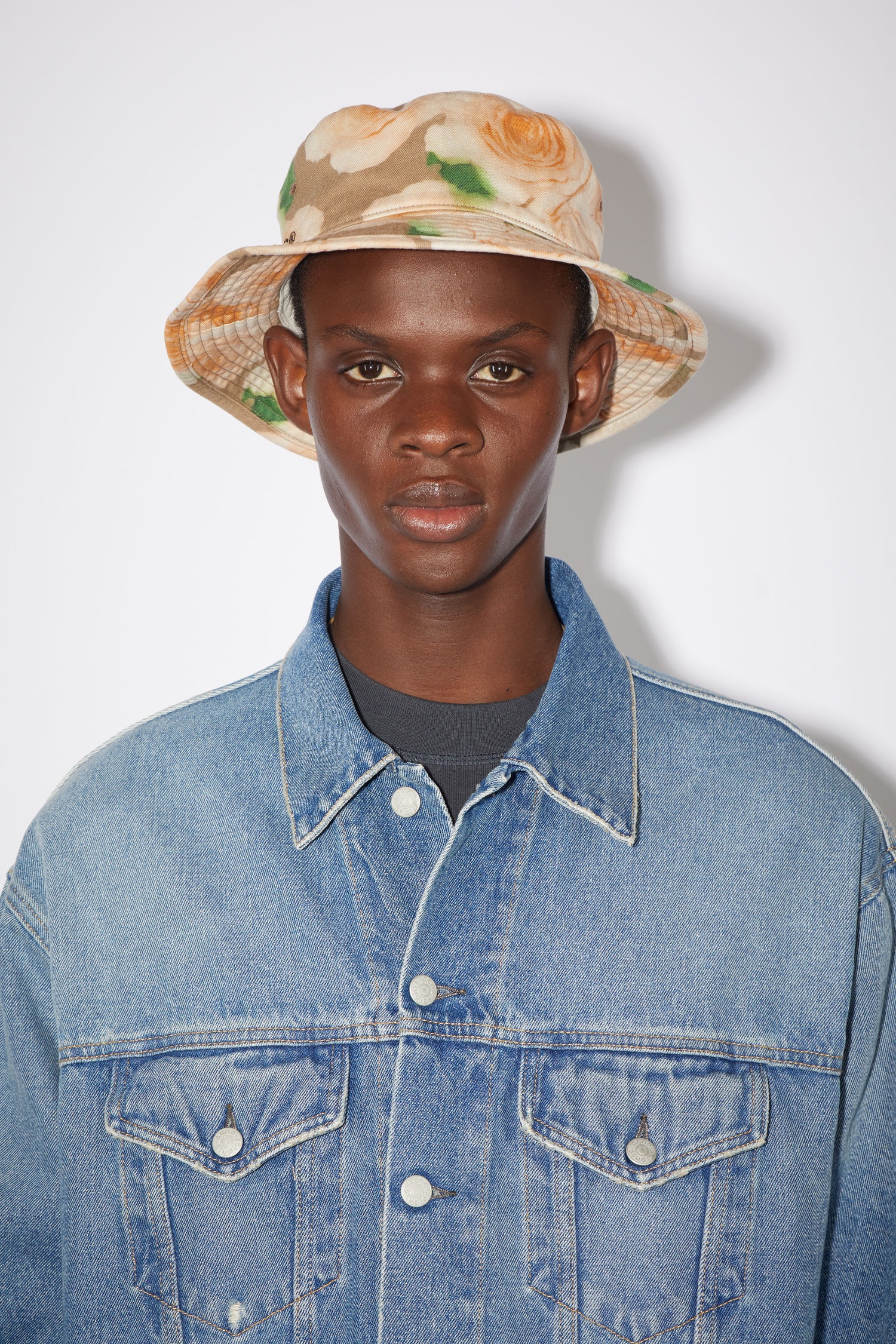 Rose print bucket hat - Peach orange - 3